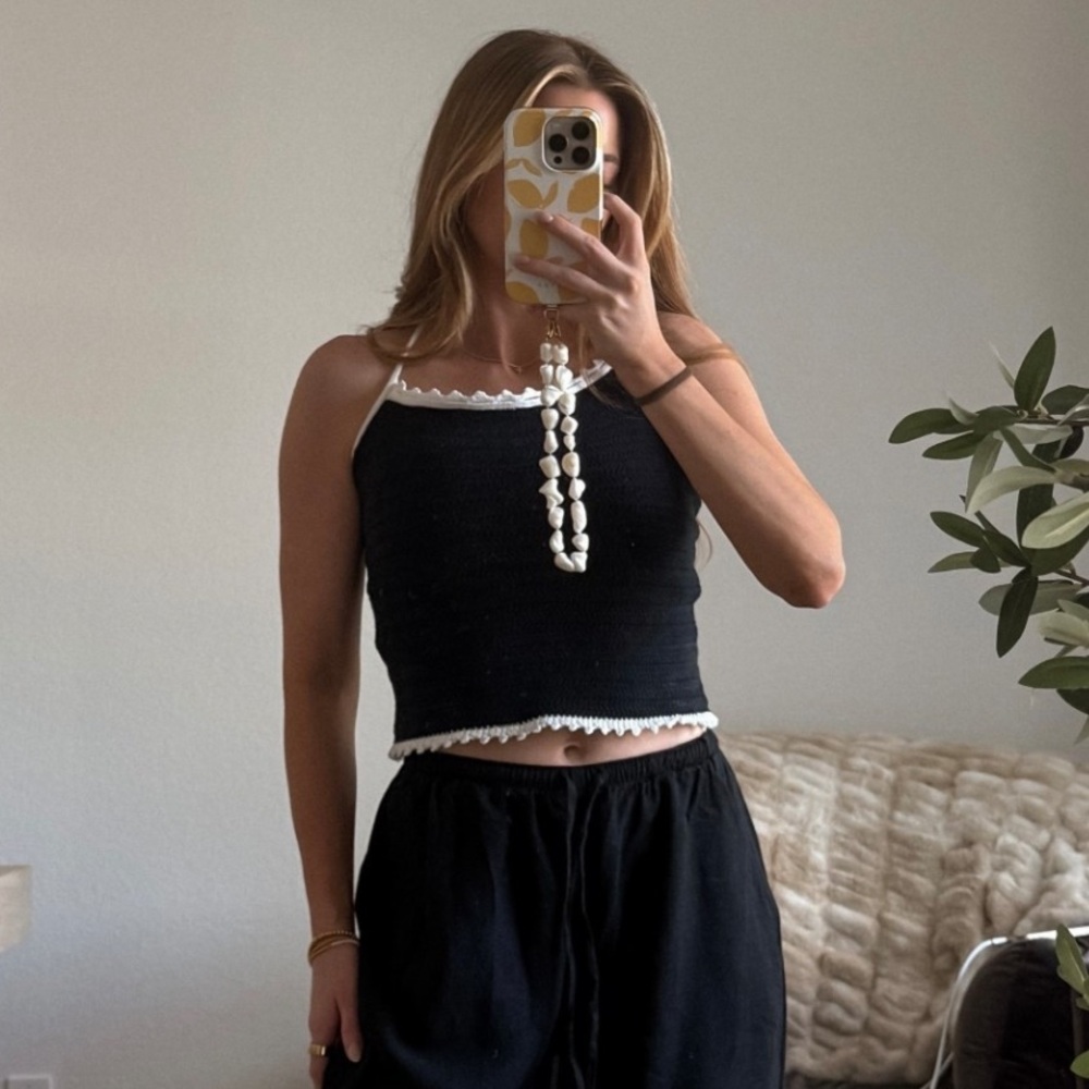 Womens Crochet Style Tie Back Tank